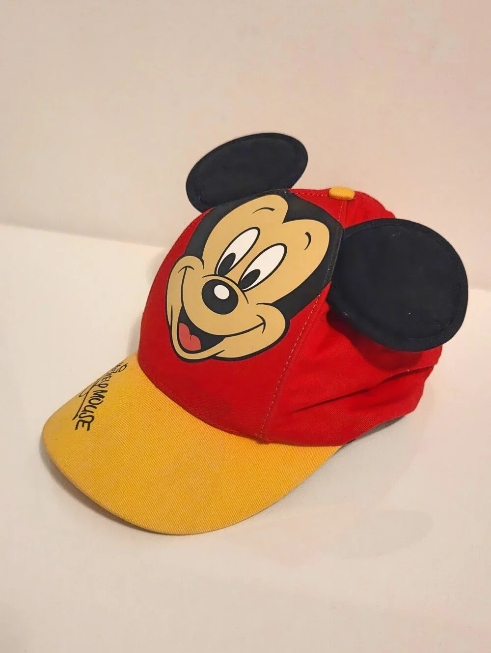 Disney Parks Mickey Mouse Ears Youth Snapback Hat Red Yellow Character Cap